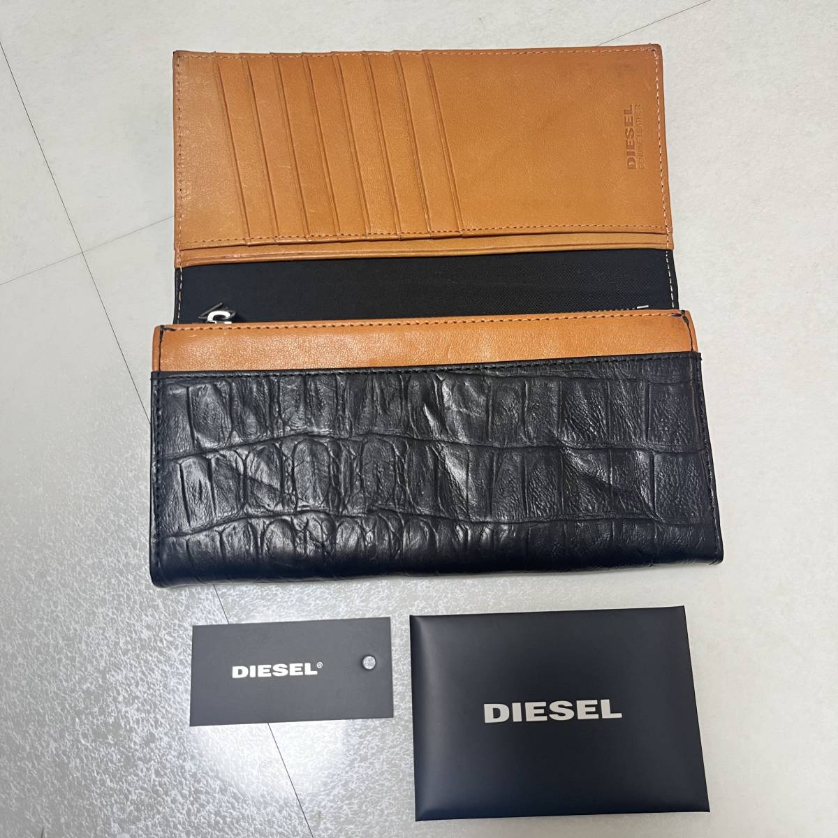 ★新品未使用/DIESEL/価格23000円★タグ.カード付 ディーゼル メンズ クロコ型押 レザー 長財布 ウォレット ブラック_画像8