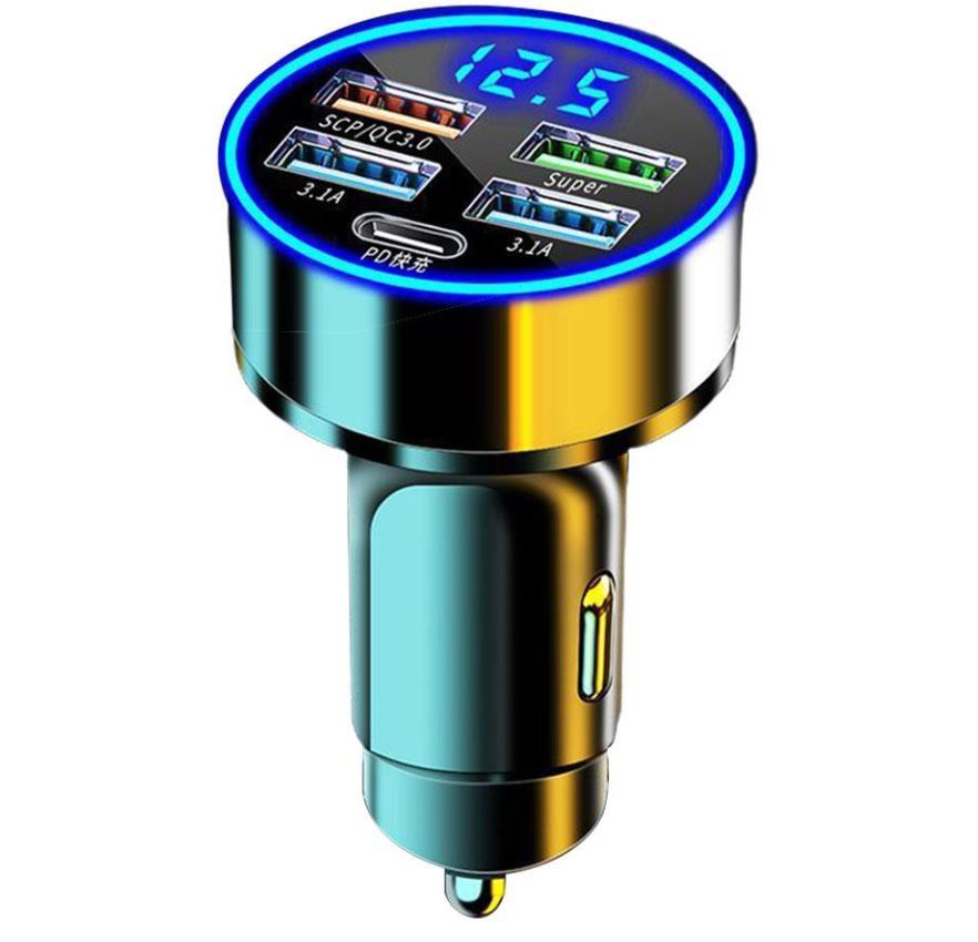 送料無料　シガーソケット　充電器　PD USB　4ポート電圧計　バッテリーチェッカー　カーチャージャー　タイプC　150w　急速充電アダプター_画像7