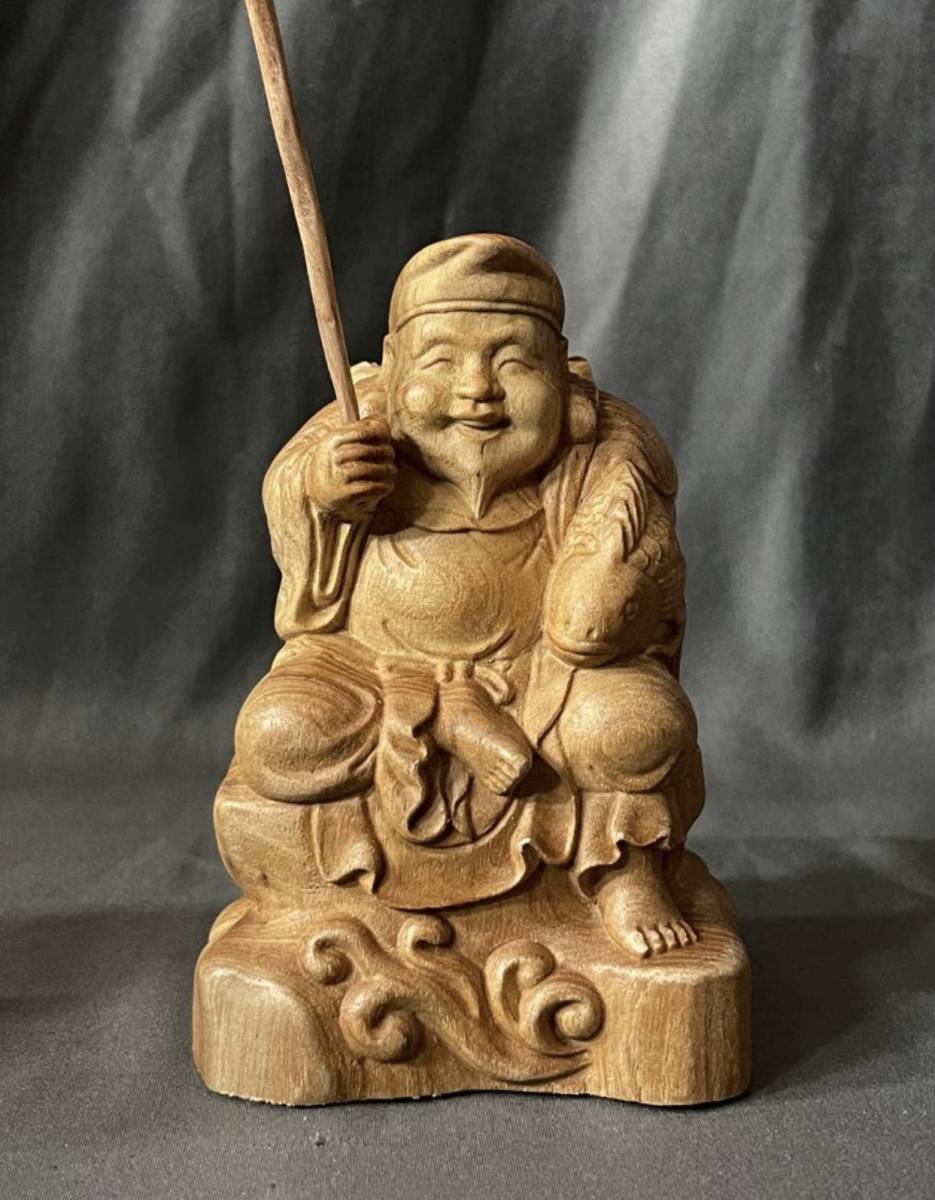 極上品　仏教工芸品　一刀彫　総ケヤキ材　福神　恵比寿　大黒_画像7