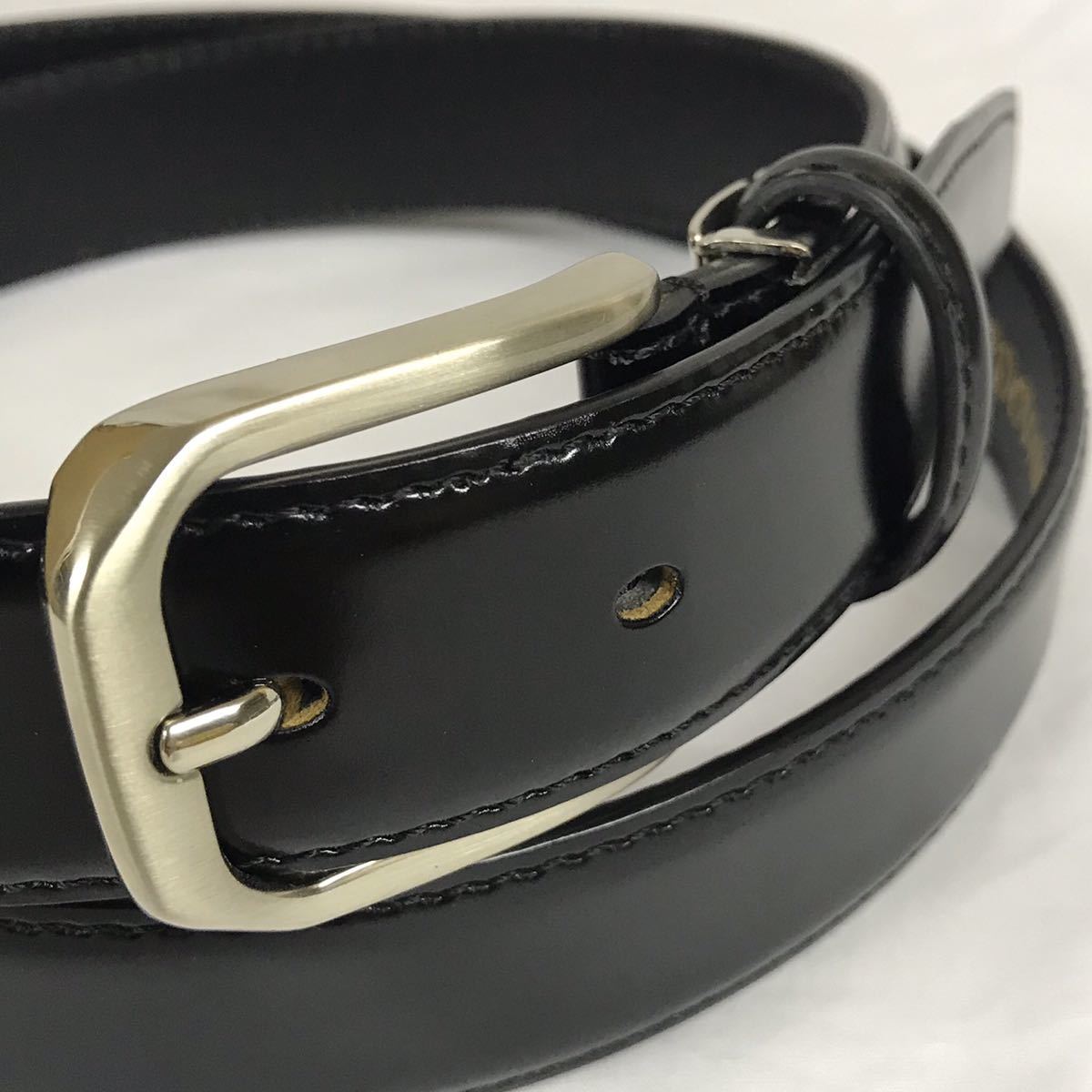 新品 HORSE LEATHER BELT 馬革 メンズ レザー ベルト スーツ 学生服 冠婚葬祭 黒の画像2