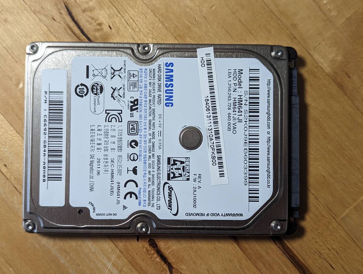 SAMSUNG2.5インチHDD 内蔵ハードディスク640GB【動作確認済み】061543_画像1