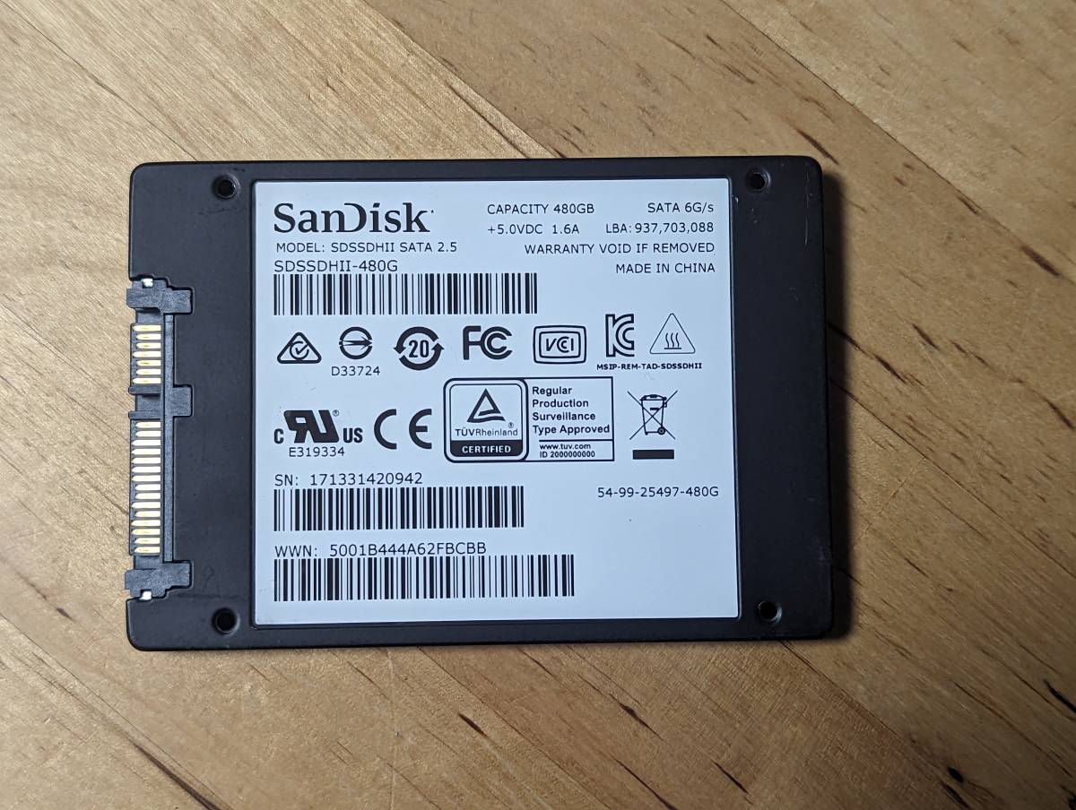 SanDisk 内蔵ハードディスクSSD 480GB【動作確認済み】202031_画像1