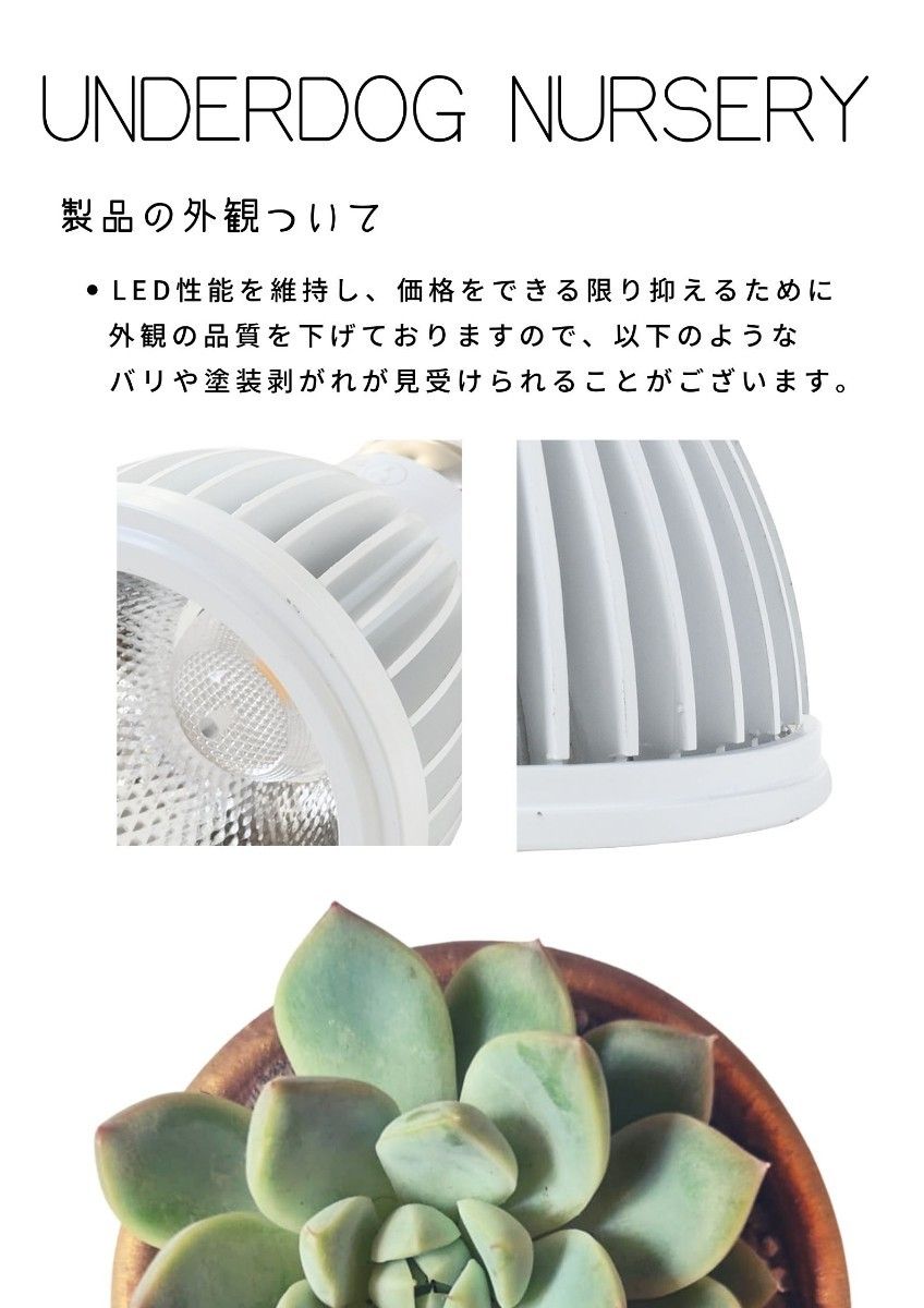 植物育成ライト 10W 5800K 1個 白色 太陽光 フルスペクトルLED