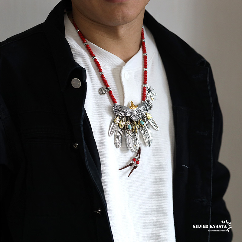  feather necklace 6 sheets wings root pendant turquoise Eagle necklace white Hearts beads feather set presence eminent 