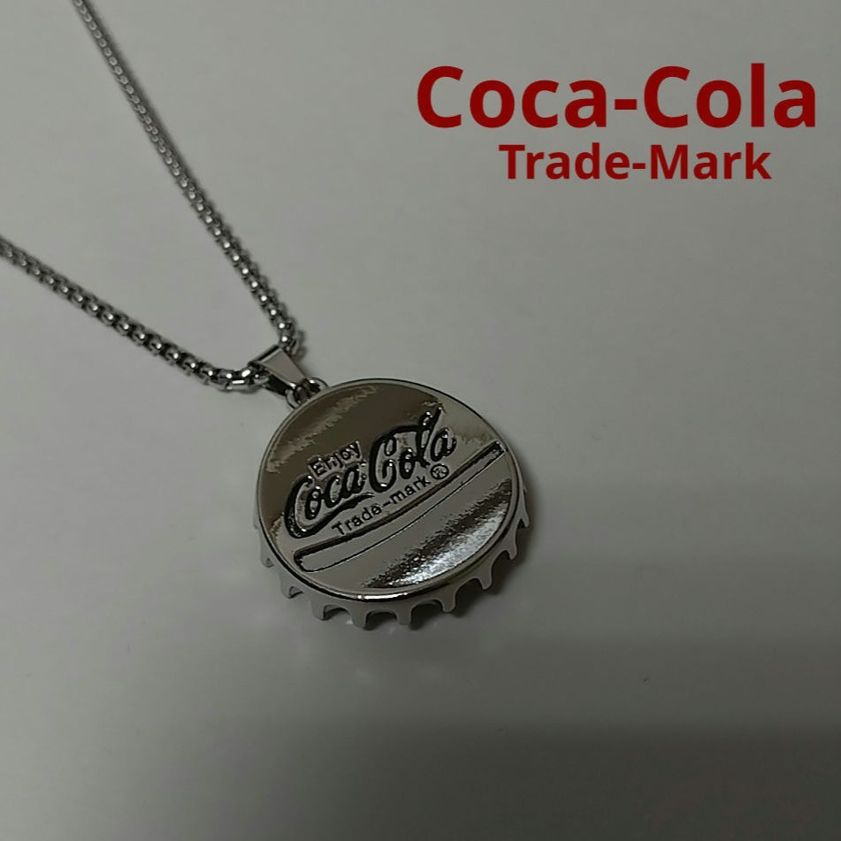 未使用品 Coca-Cola Trademark Bottle Cap Necklace コカ・コーラ ロゴ ボトルキャップ 王冠デザイン S925刻印 ペンダントトップネックレス