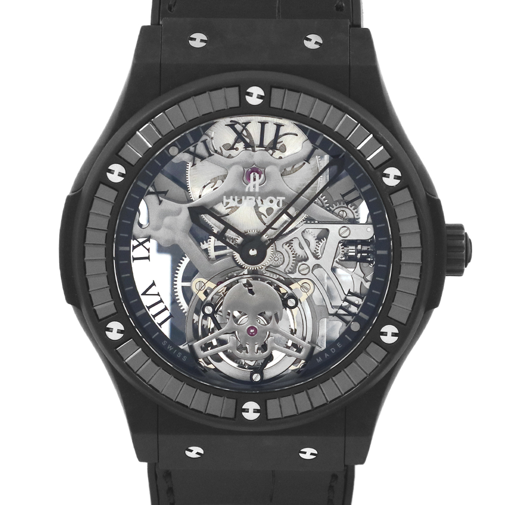 ウブロ（HUBLOT）クラシックフュージョン トゥールビヨン ブラックスカル カラット 505.UC.0140.LR.1900.SKULL メンズ 腕時計