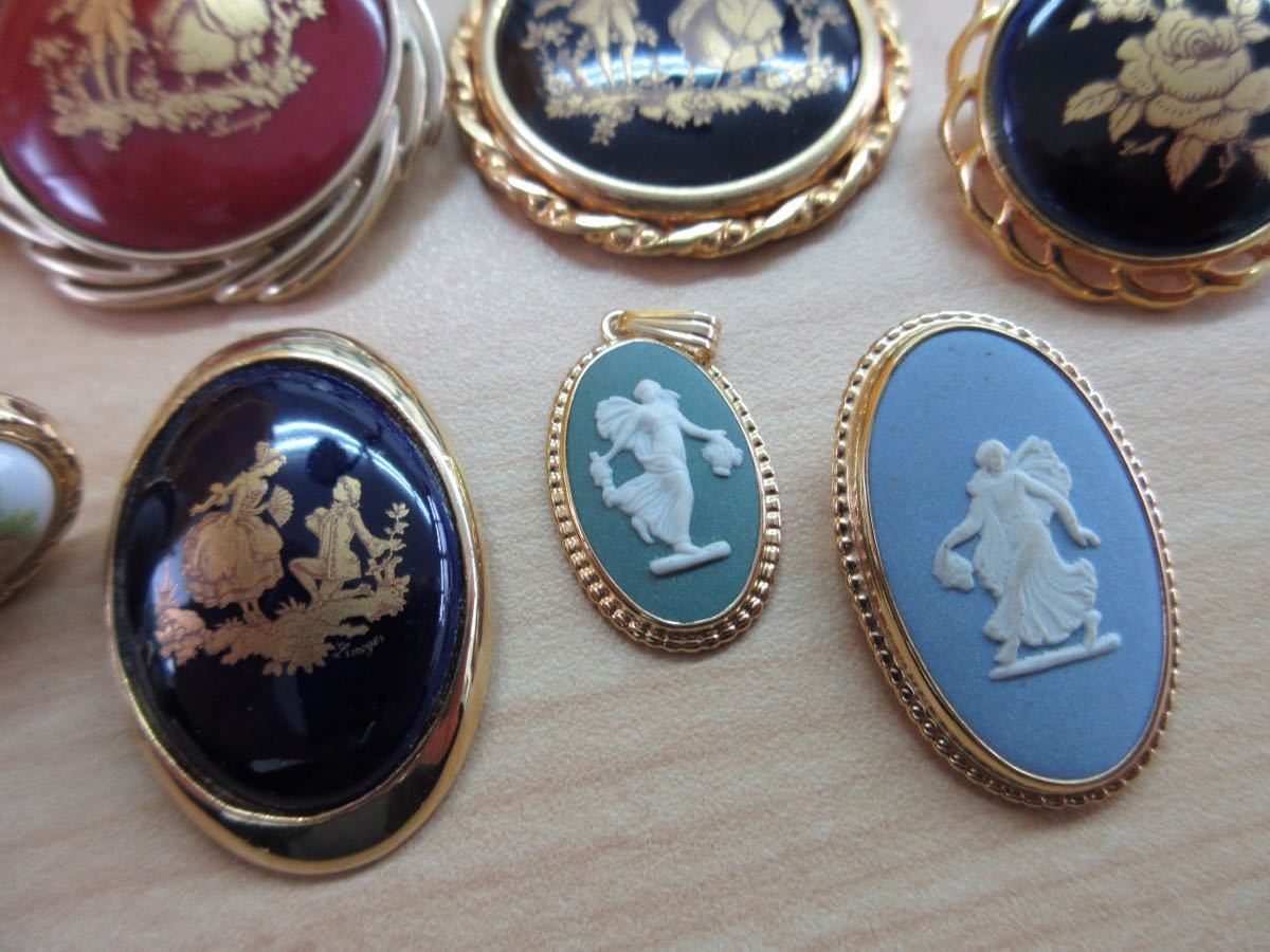 B61 LIMOGES リモージュ WEDG WOOD ウェッジウッド ブローチ ペンダントトップ など ビンテージ アクセサリー 大量 まとめ売り まとめ TIA_画像5