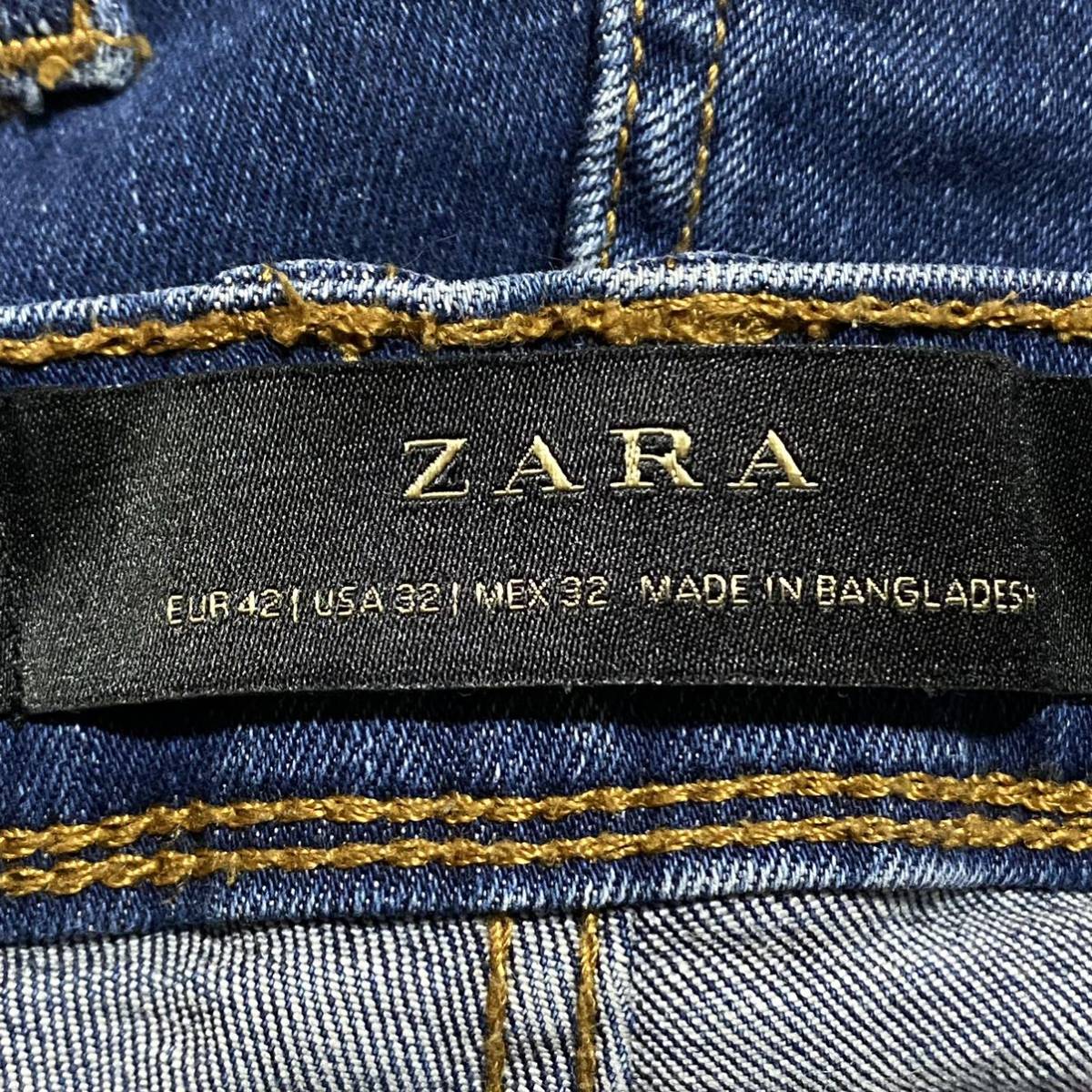 ZARA ザラ ダメージ加工 テーパード ストレッチ デニム パンツ ジーンズ サイズUSA32_画像6