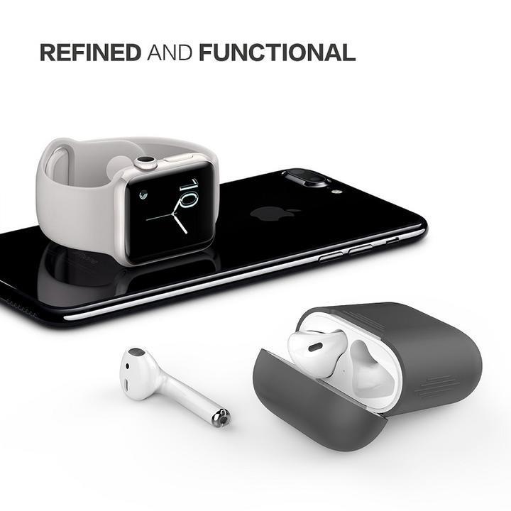 AHASTYLE アップルAirPods，イヤホン用シリコン保護カバー カバーケース耐衝撃 衝撃吸収セットしたまま充電可能 灰_画像10