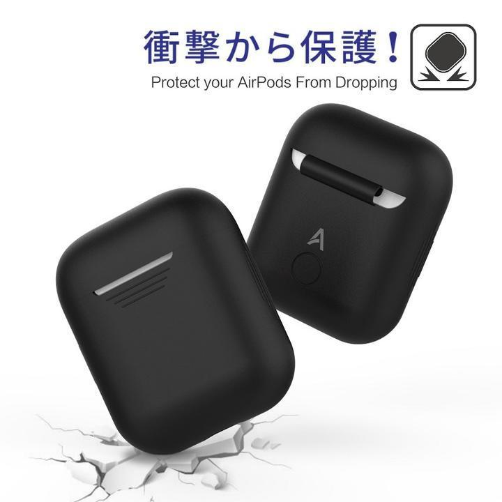 AHASTYLE アップルAirPods，イヤホン用シリコン保護カバー カバーケース耐衝撃 衝撃吸収セットしたまま充電可能 灰_画像2