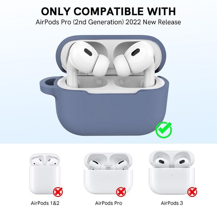 AHA アップル AirPods Pro2用高品質シリコン カラビナフック付 収納ケース 衝撃吸収 充電可能 携帯便利 ピンク_画像2