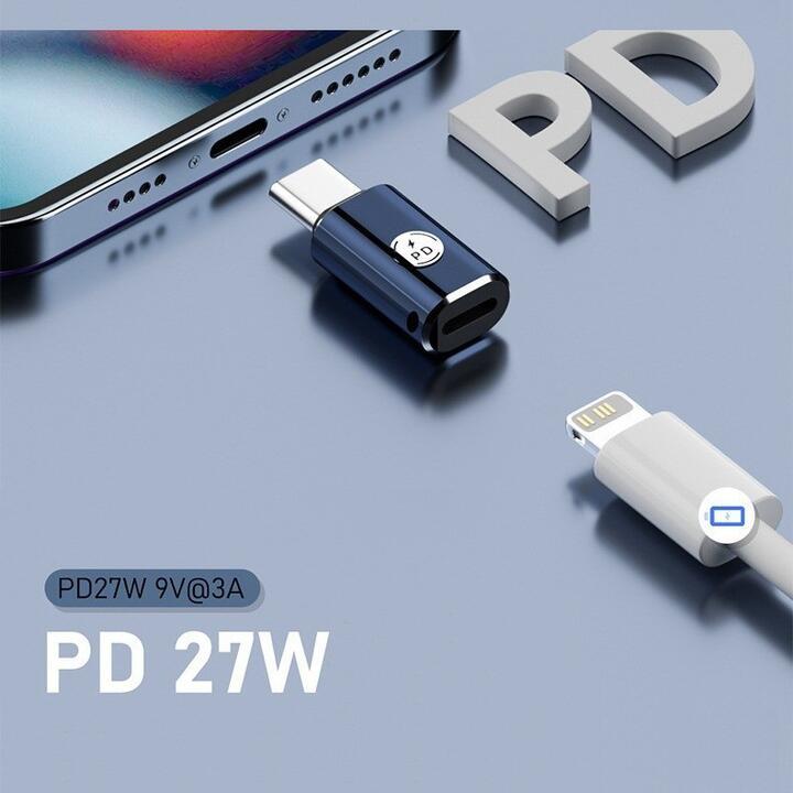Lightning-USB Ｃメス 充電、データ アダプタ 27W オスーメス 3cm Type Cを持つiPhone15シリーズ/iPad Pro11など対応 ストラップ孔あり 灰_画像3