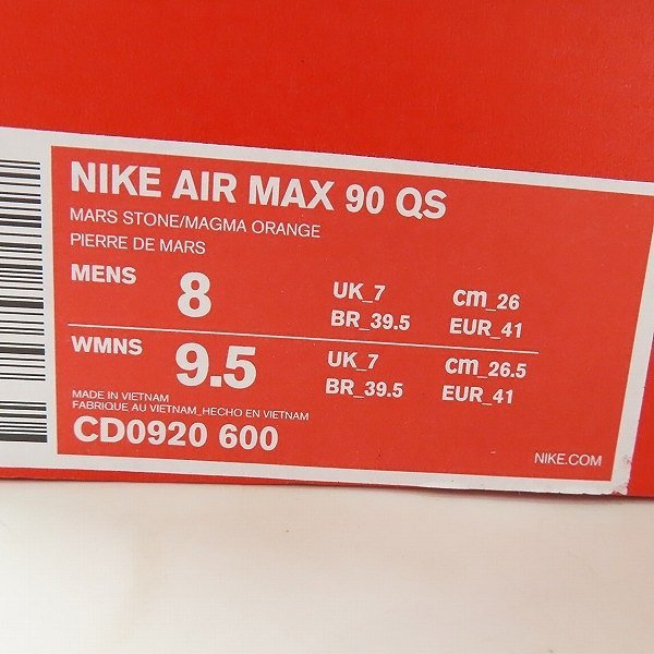 NIKE/ナイキ AIRMAX 90 QS MARS LANDING/エアマックス90 マーズ ランディング CD0920-600/26 /080_画像9