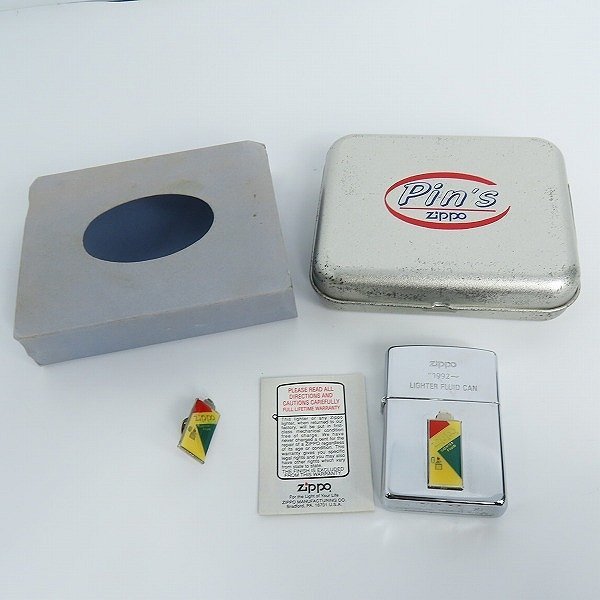 ZIPPO/ジッポー オイル缶 メタル貼り ピンズ付 1995年製 /LPL_画像8