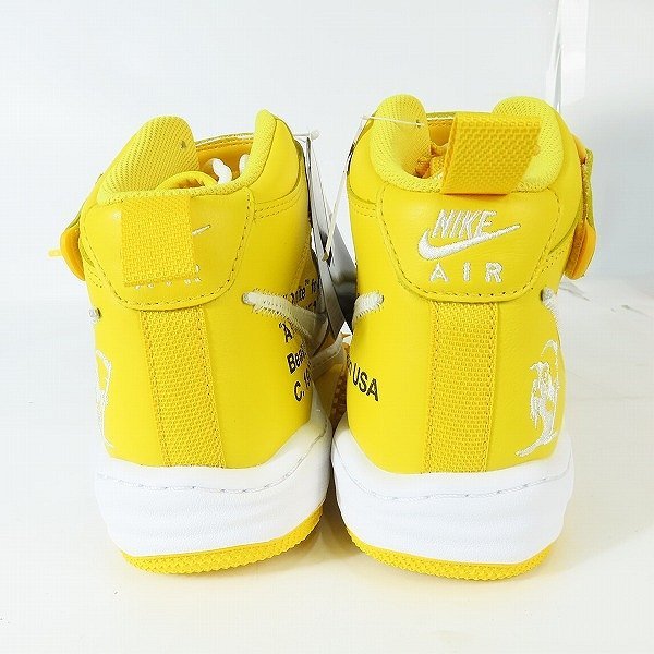 【未使用】Off-White×NIKE/オフホワイト×ナイキ Air Force 1 Mid SP LTHR White and Varsity Maize DR0500-101/27 /080_画像2