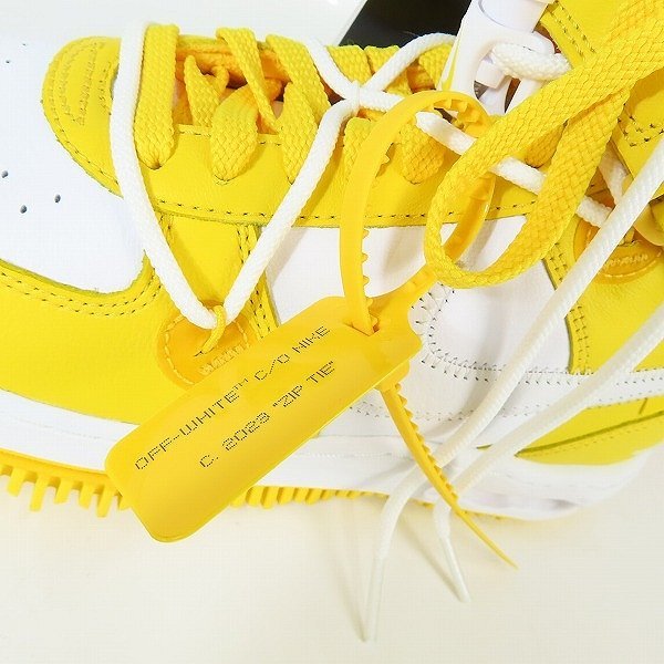 【未使用】Off-White×NIKE/オフホワイト×ナイキ Air Force 1 Mid SP LTHR White and Varsity Maize DR0500-101/27 /080_画像7