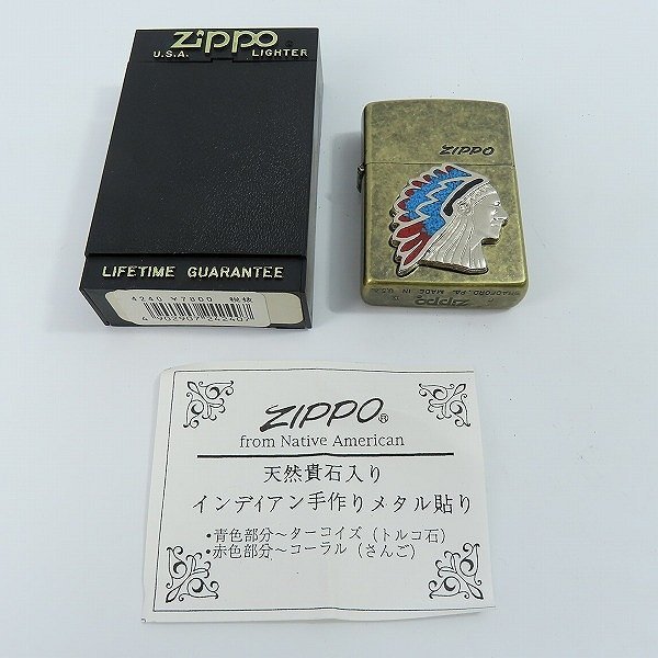 ZIPPO/ジッポー from Native American 天然貴石入り インディアン手作り メタル貼り 1993年製 /LPL_画像8