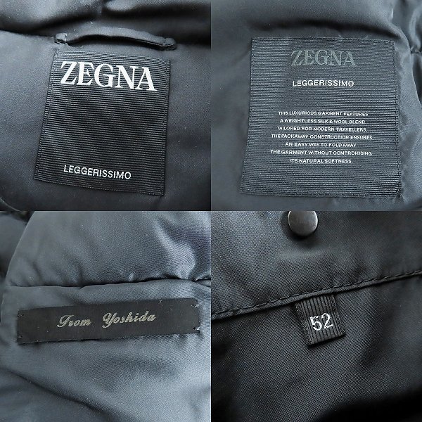 ☆zegna/ゼニア LEGGERISSIMO Hooded Bomber シルク混 ダウンジャケット ブラック E7T25 7209YM/52R /080_画像3