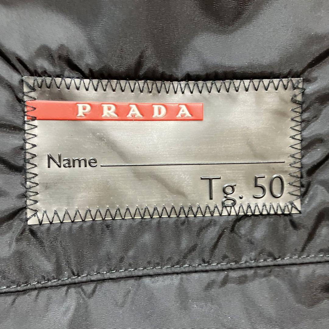 14 ★1円スタート★ 極美品 定価５５万 特大XL PRADA プラダ ダウンジャケット ブルゾン アウター グースダウン レザーロゴ 黒 ブラック_画像8