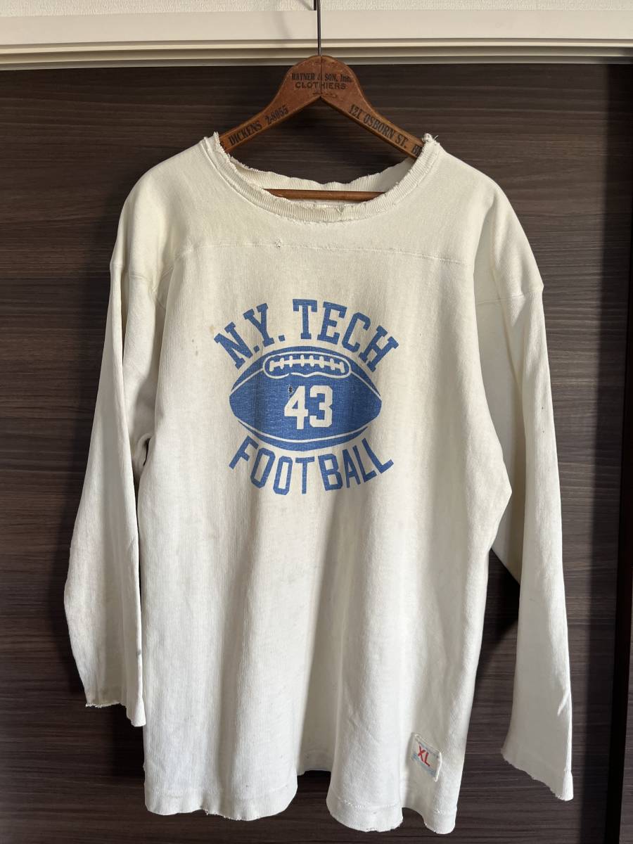 ヴィンテージ 60s チャンピオン プロダクツタグ　フットボール Tシャツ　XL　アメリカ製　コットン100% 肉厚　染み込み　プリント_画像1