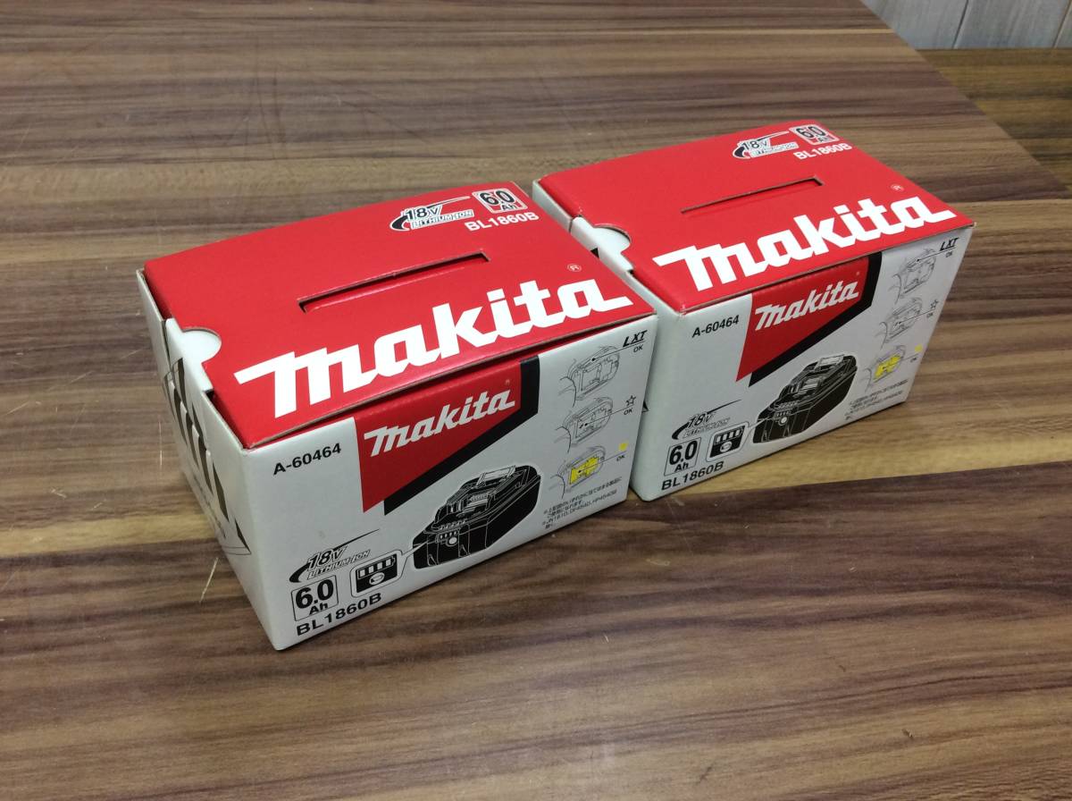 【TH-1132】未使用 makita マキタ 18V6.0Ah バッテリー BL1860B 2個セットの画像1