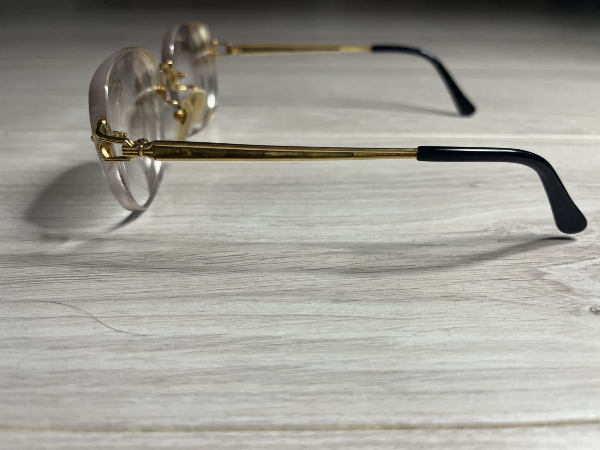 金縁めがね K18 刻印 総重量約35.5ｇ レンズ度付き メガネ 眼鏡 傷汚れあり 度入り の画像4