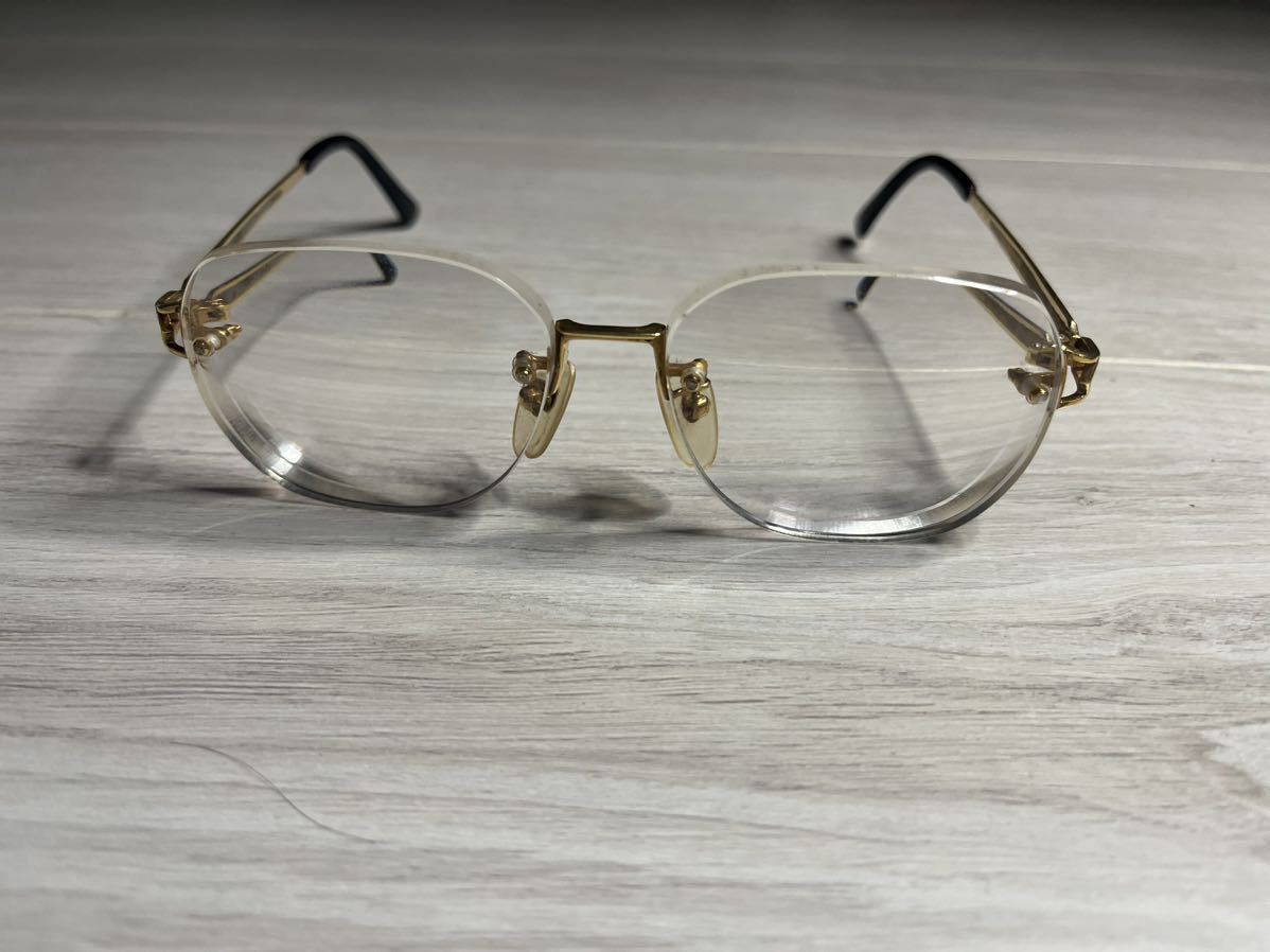 金縁めがね K18 刻印 総重量約35.5ｇ レンズ度付き メガネ 眼鏡 傷汚れあり 度入り の画像1