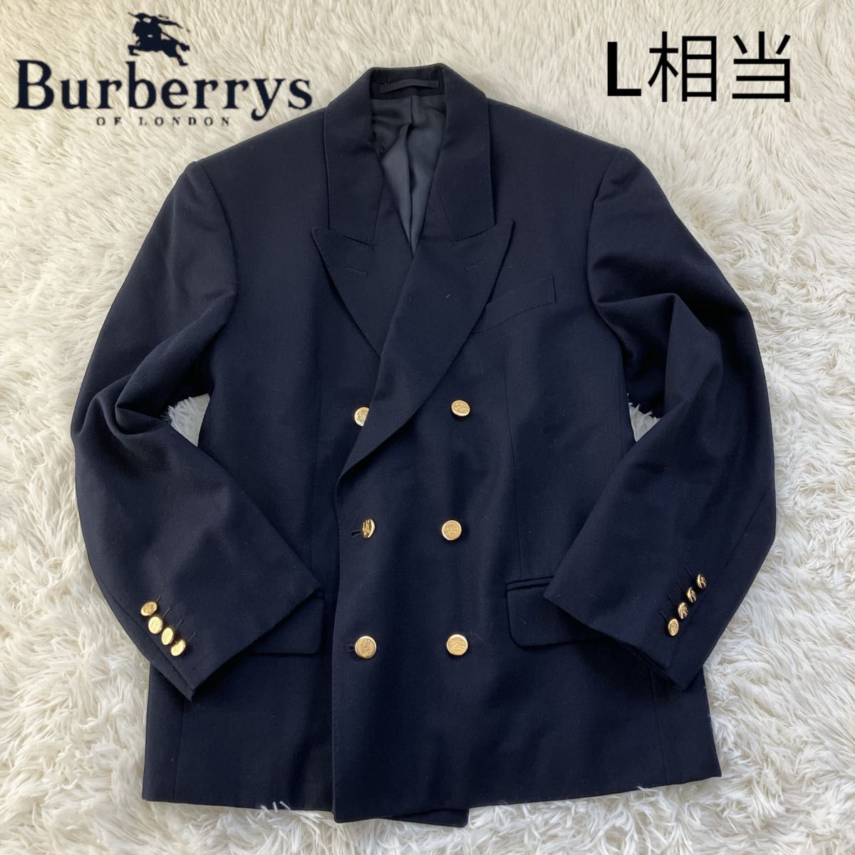 BURBERRY金ボタンダブルジャケット シャドウホース ネイビー 【56%OFF