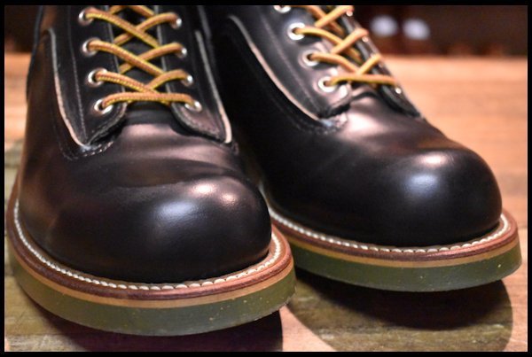 【8.5C 美品 羽タグ 96年】レッドウィング 919 ロガー 黒 ブラッククローム 編み上げ 緑ソール ロング ブーツ redwing HOPESMORE_画像6