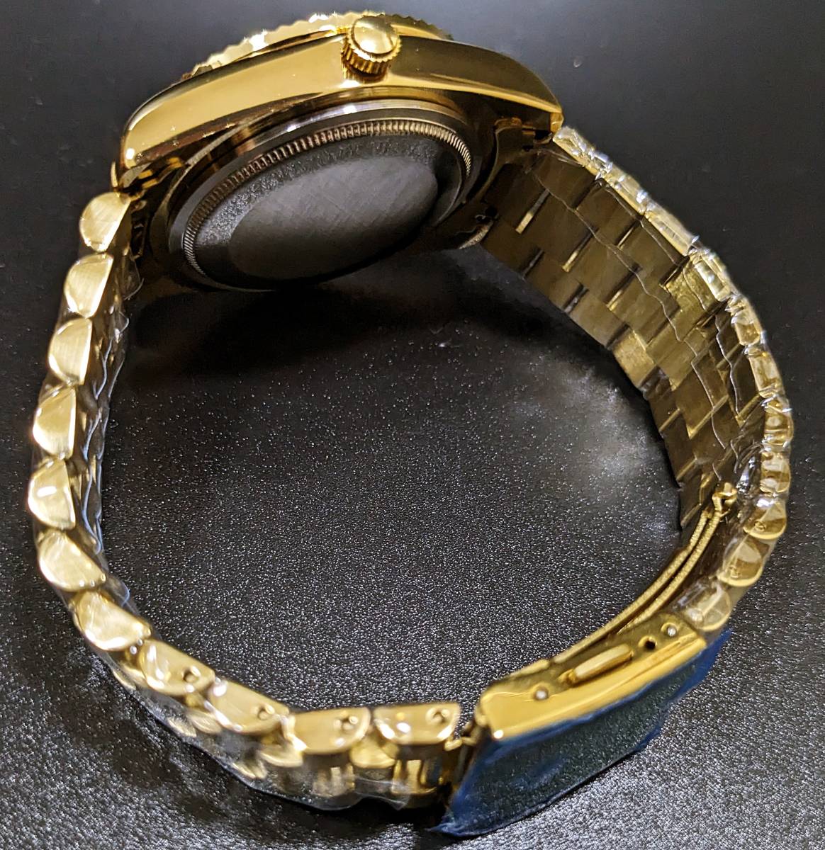 【送料無料】LGXIGE デイデイトスタイル ゴールドブラック ハイエンド ロレックス系オマージュ ウォッチ 腕時計 高級 メンズ サファイア_画像5