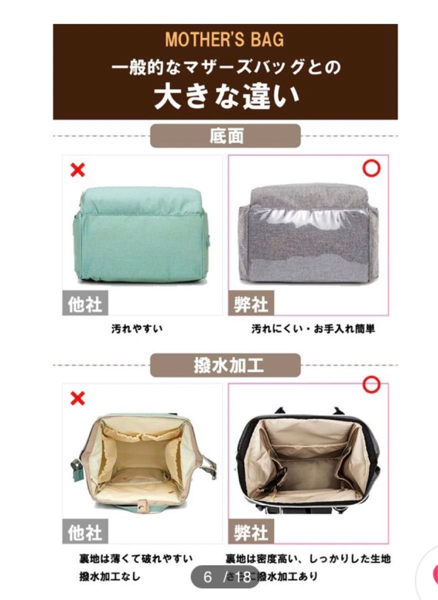 日本正規品　マザーズバッグ ママリュック マザーズリュック ママバッグ レディースバッグ 手提げ 撥水 大容量 軽量 出産 入院