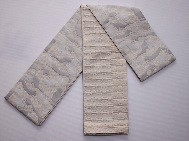 半巾帯 細帯（小幅帯）J0922-02 送料無料 日本製 リバ-シブルのねこの柄の帯 ゆかた・おしゃれ着に 使えます_画像1