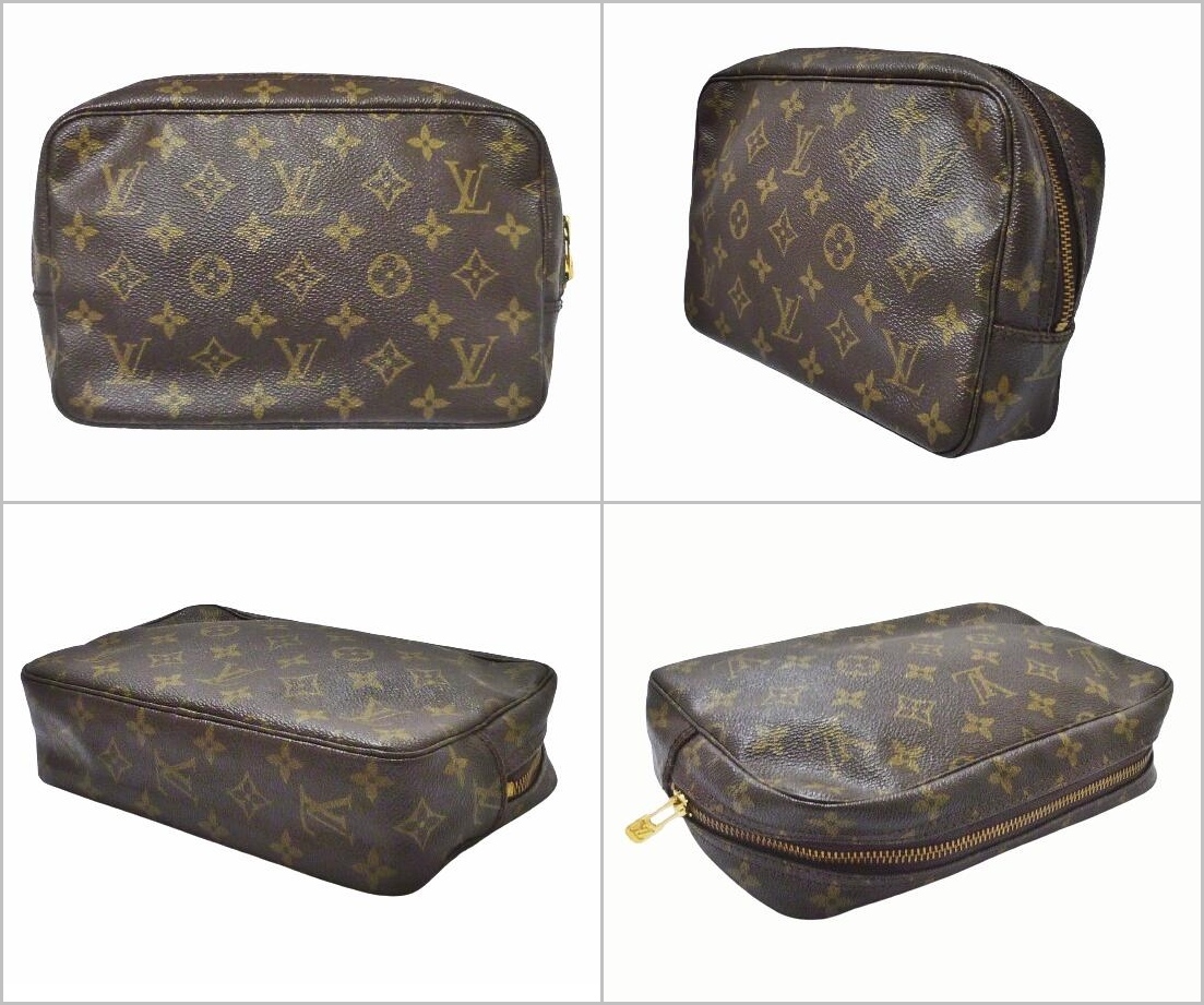 B23-3092 LOUIS VUITTON ルイ・ヴィトン M47524 トゥルース トワレット23 モノグラム ゴールド金具 ポーチ バッグ【※非正規の修理あり】の画像2