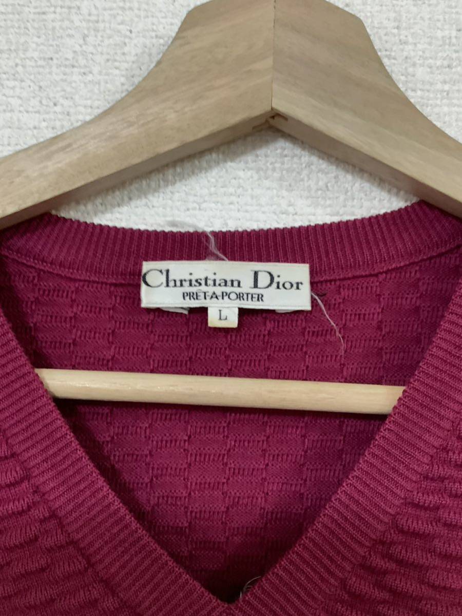 christiandior クリスチャンディオール　プレタポルテ　Vネックセーター ニット　ハイブランド　レトロ　ミセス　レディース　古着_画像3