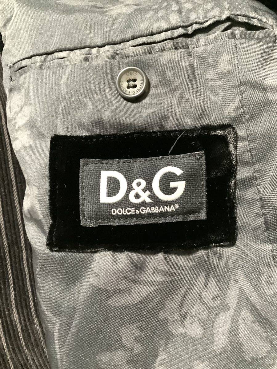 D&G DOLCE&GABBANA ドルチェアンドガッバーナ　コーデュロイジャケット　ストライプ柄　ブラック　ハイブランド　メンズ　古着_画像3