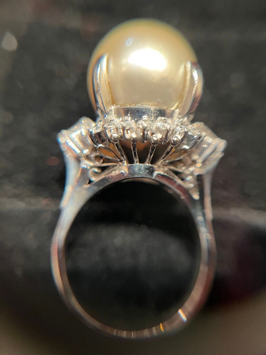 プラチナ Pt900 真珠 ダイヤモンド 0 66カラット 指輪 総重量12 9g