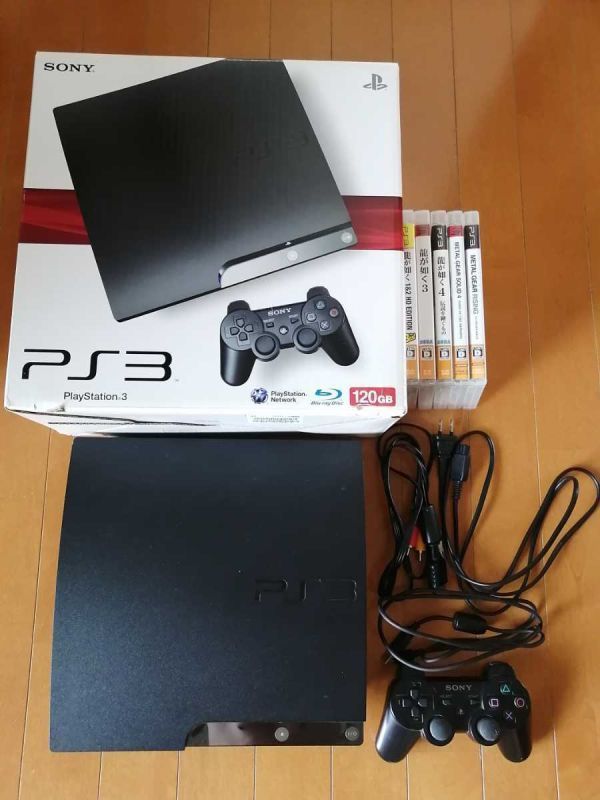 お買い得 美品 PS3 CECH-2100A 黒 SONY プレイステーション3 PlayStation3 本体一式 ソフト5本セット 龍が如く1～4 メタルギア HDMIコード_画像1