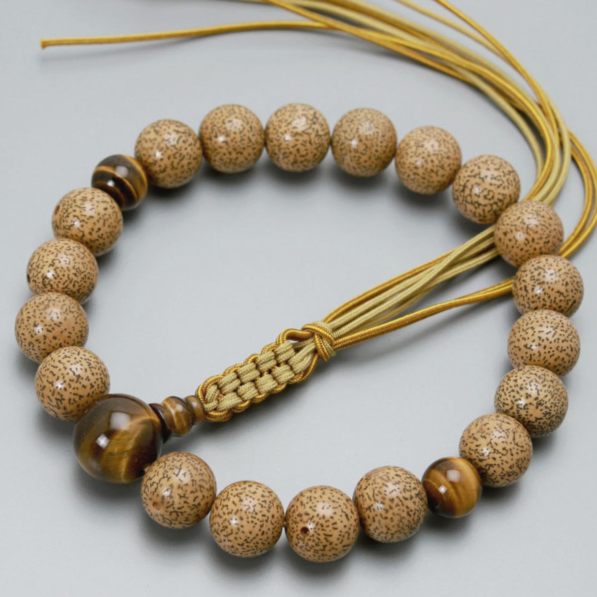 専門店では 数珠 男性用 京念珠 京匠の伝統 古色星月19玉 虎目石 正絹