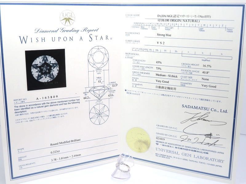 Wish upon a star ウィッシュアポンアスター Pt950 ダイヤモンド0.223ct 0.02ct リング プラチナ