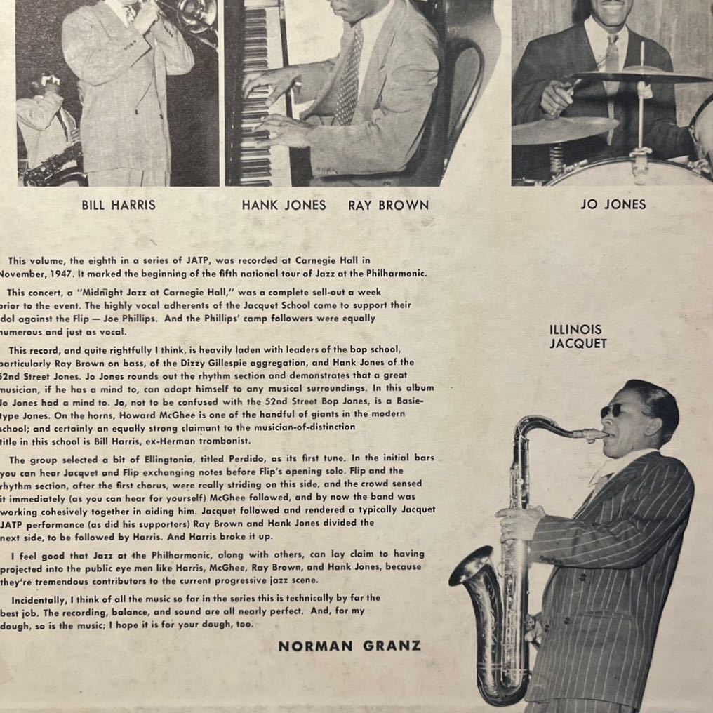 米mercury【黒tp / 10インチ】＊ Jazz At The Philharmonic Vol.8 Flip Phillips, Illinois Jacquet, Hank Jones, Howard McGhee ＊ jatpの画像4