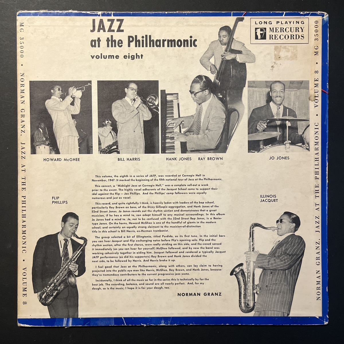 米mercury【黒tp / 10インチ】＊ Jazz At The Philharmonic Vol.8 Flip Phillips, Illinois Jacquet, Hank Jones, Howard McGhee ＊ jatpの画像3