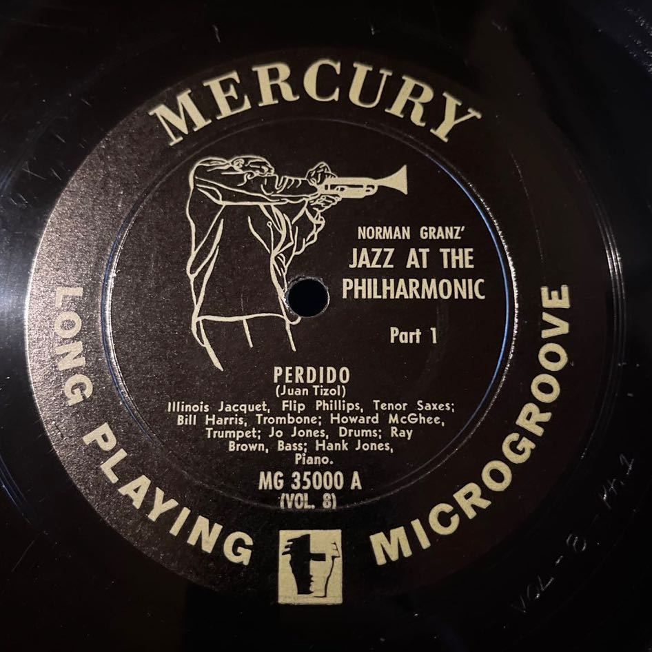 米mercury【黒tp / 10インチ】＊ Jazz At The Philharmonic Vol.8 Flip Phillips, Illinois Jacquet, Hank Jones, Howard McGhee ＊ jatpの画像2