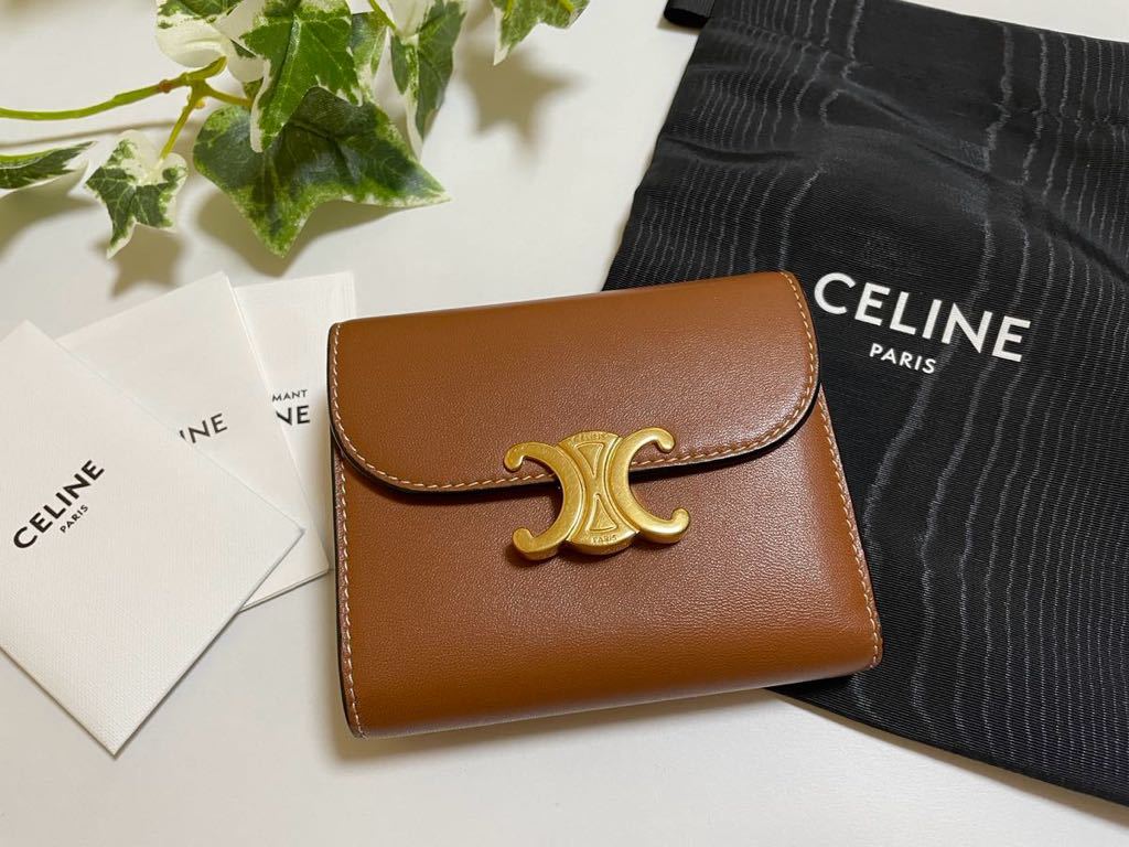 セリーヌ スモールウォレット トリオンフ キャンバス タン CELINE 財布