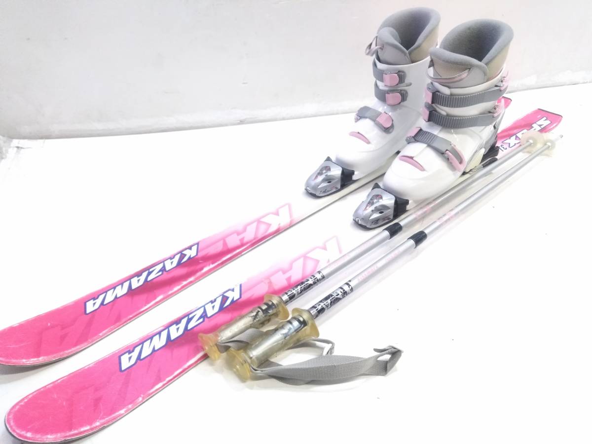 レディースも ブーツ付き4点セット KAZAMA SPAX 3J 130cm / KAZAMA Winterhigh9 24.5cm 子供女性用ジュニアカービングスキー [1-274E] @140_画像1