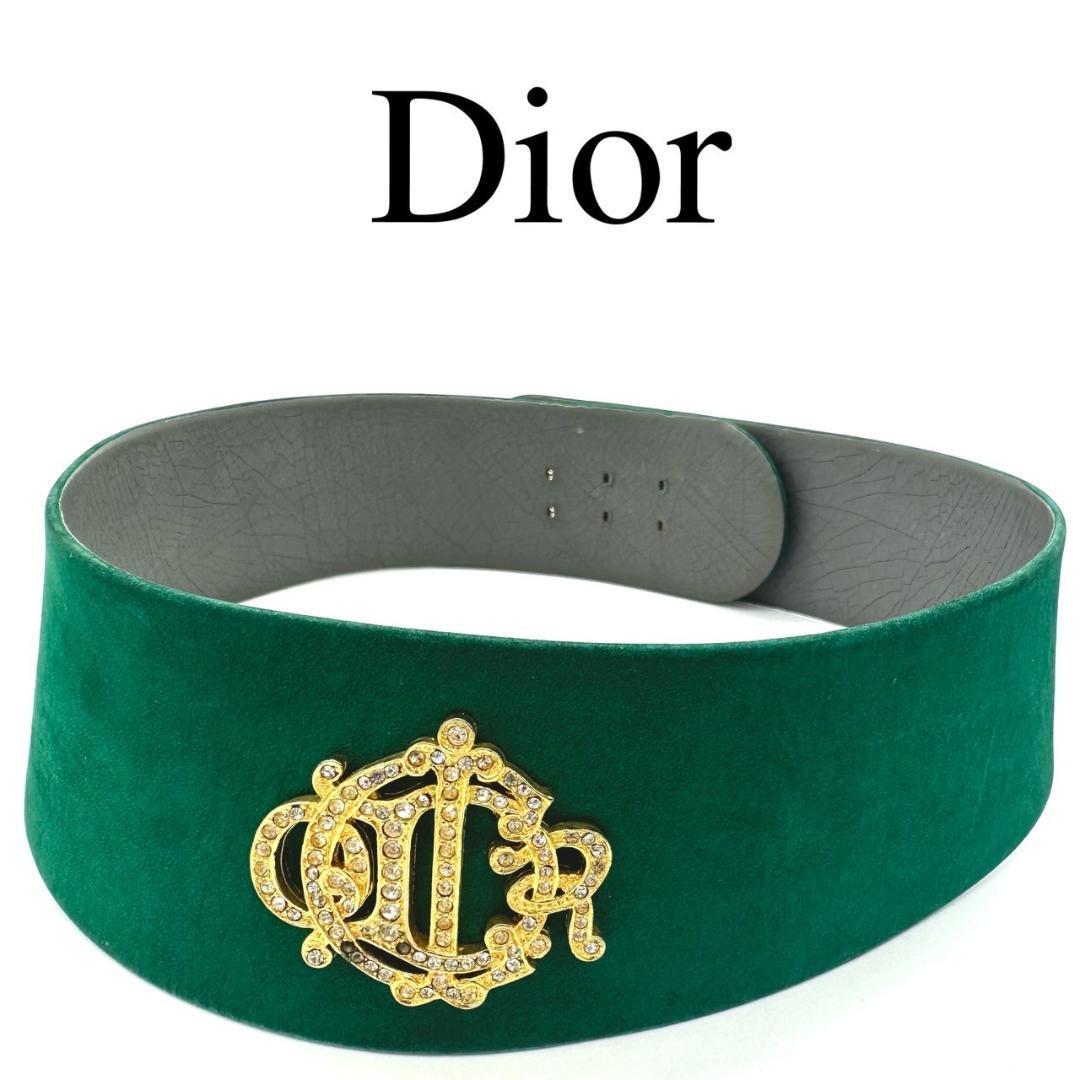 希少 Christian Dior ディオール ロゴバックル ラインストーン