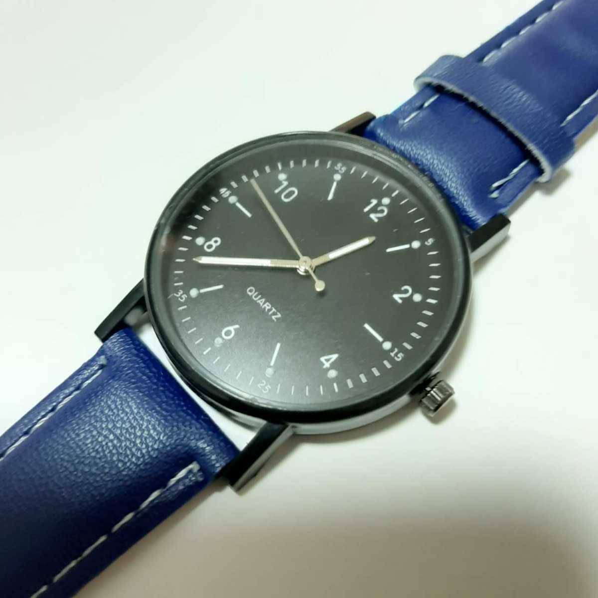 新品　未使用　レディース　メンズ　腕時計　シンプル　ベスト　ビジネス　黒　ネイビー　発光　　軽量　文字盤径：38.5mm　厚さ：8mm