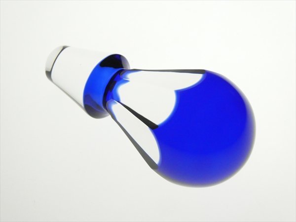 N408 カガミ クリスタル 高級シリーズ ロイヤルブルーコレクション 青被せ カット 大型 デキャンタ ワイングラス 計7点_画像6