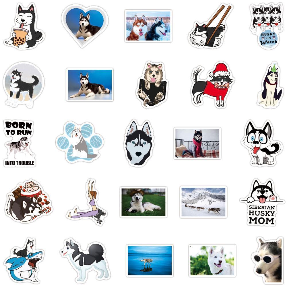 シベリアンハスキー ステッカー 50枚セット PVC 防水 シール 犬 いぬ イヌ 動物 ペット スーツケース MacBook_画像4