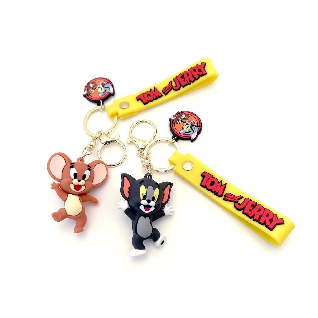  Tom . Jerry solid key holder 2 piece set Ver.2 with strap . key ring TOM & JERRY
