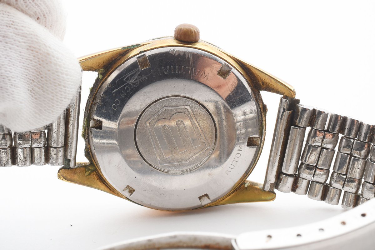 稼働品 ウォルサム ニューヨーカー ラウンド デイト ゴールド 自動巻き メンズ 腕時計 WALTHAM_画像8